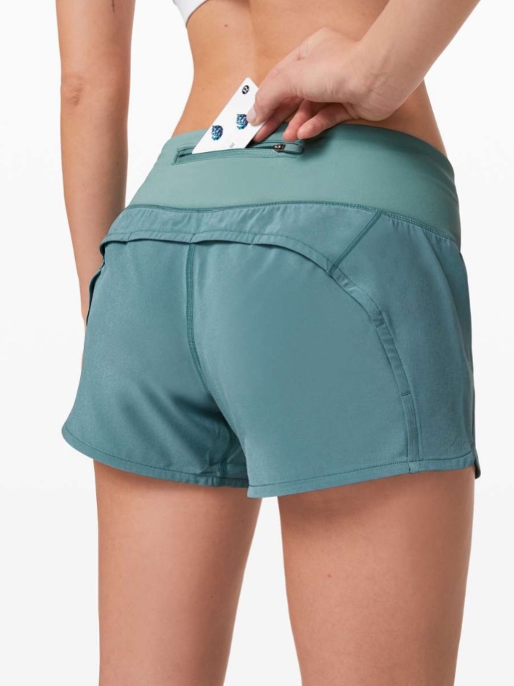 Lululemon- Run Time Shorts in Teal Green. Size 5